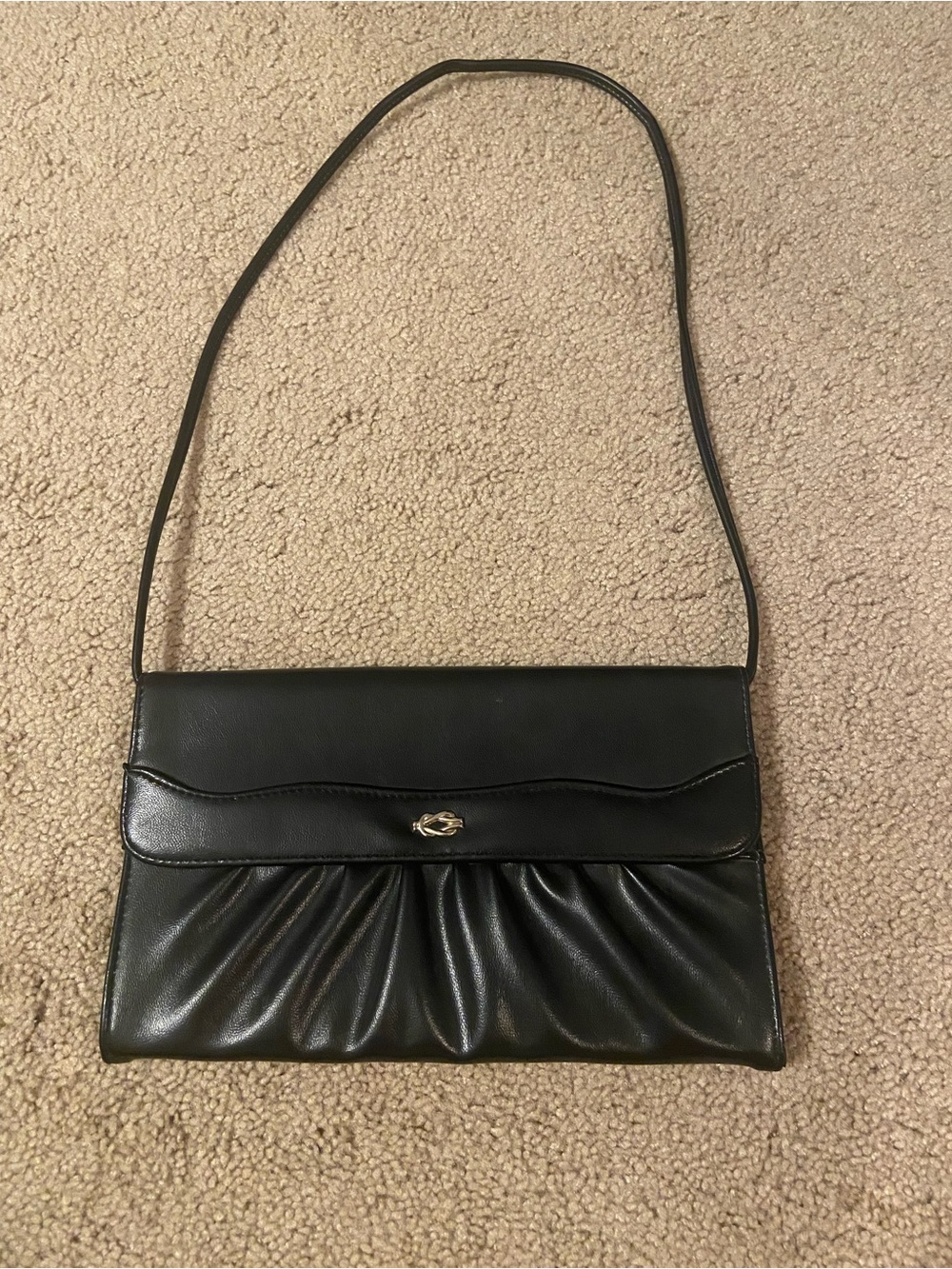 Classic Black Shoulder Bag with Gold Accent